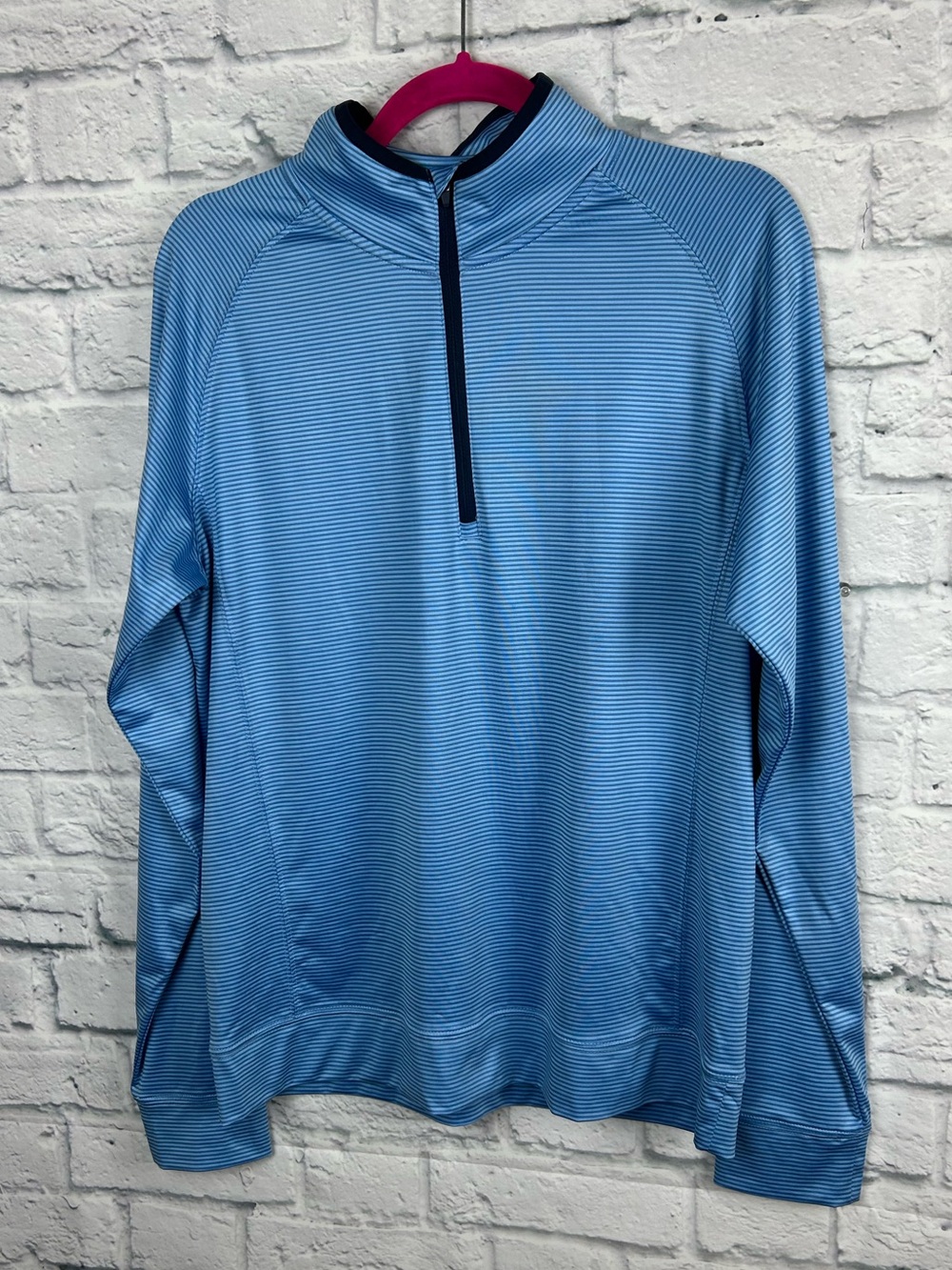 Walter Hagen Perfect 11 Blue Striped 1/4 Zip Golf Pullover Mens Small NWT